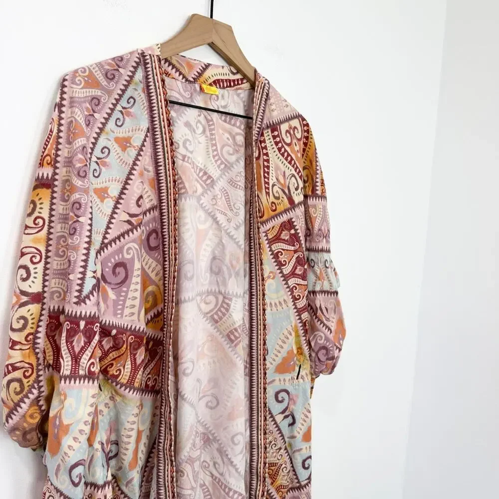 Agua Bendita Cora Leva Tunic Beach Coverup Multicolor One Size ** missing tie